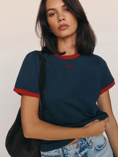 Reformation Classic Crew Tee In Midnight Logo
