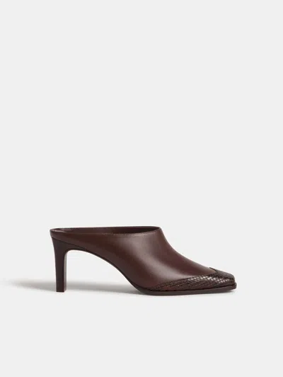 Reformation Claudette Heeled Mule Brown 5 In Multi