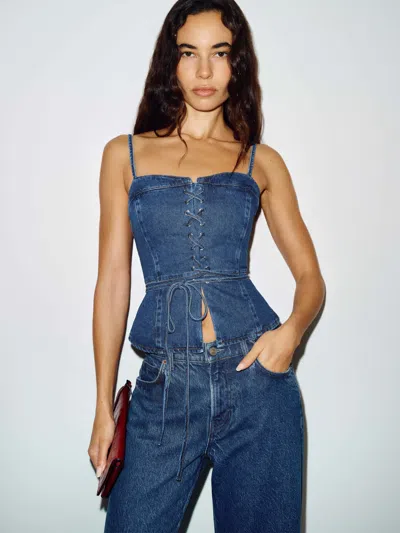 Reformation Clayten Denim Top Blue 8
