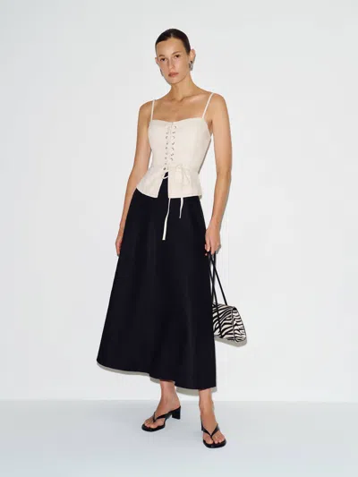 Reformation Top En Jean Clayten Ivoire 34 In Black