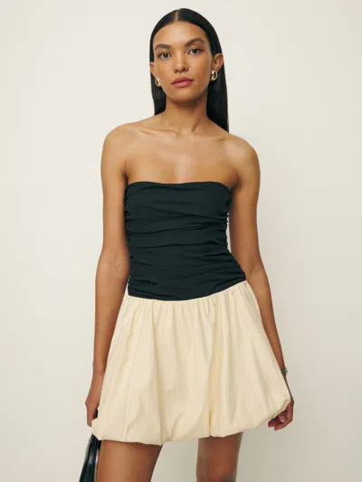 Reformation Clea Dress In Black And Sugar