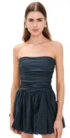 Reformation Clea Dress Dark Slate Check In Blue