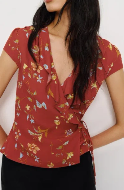 REFORMATION REFORMATION CLEMENCE PRINT WRAP TOP
