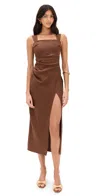 Reformation Clemente Linen Dress Chocolate Cake In Chocolate Cake