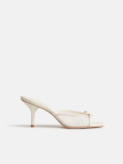 Reformation Clementine Heeled Mule Sandal Ivory Lace 10.5 In White