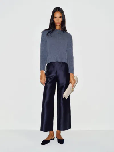 Reformation Cleo Cashmere Cropped Crew Sweater Grey Large In Gray