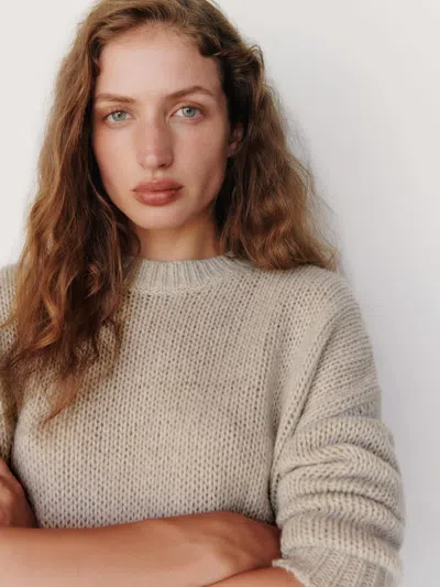 Reformation Cleo Cashmere Cropped Crew Sweater Large In Multi