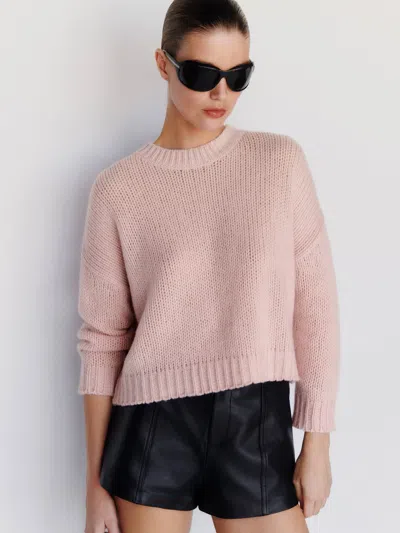 Reformation Cleo Cashmere Cropped Crew Sweater Pink Medium