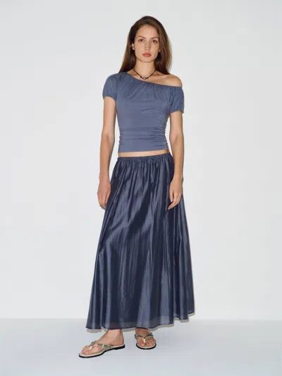 Reformation Cleo Skirt Grey Xl In Blue