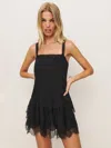 Reformation Womens Cleodora Lace-embroidery Woven-blend Mini Dress Black In Black