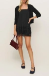 Reformation Womens Cleodora Lace-embroidery Woven-blend Mini Dress Black In Black