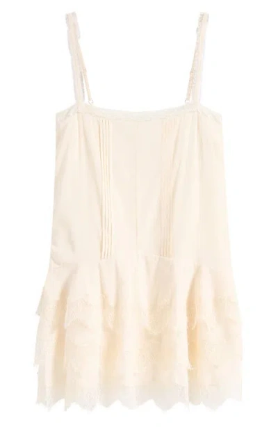 Reformation Cleodora Lace Trim Minidress In Cream