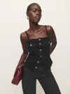 Reformation Coco Denim Bustier Top In Vana