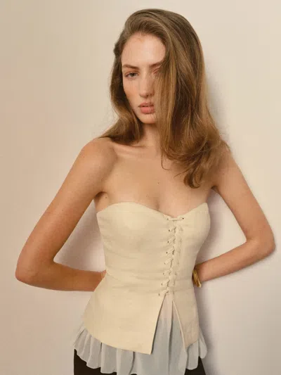 Reformation Top En Lin Colette Ivoire 34 In Brown