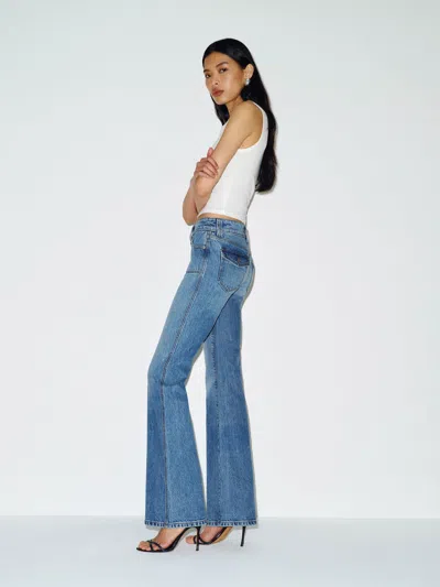 Reformation Colie Stretch Low Rise Bootcut Jeans Blue Denim 34