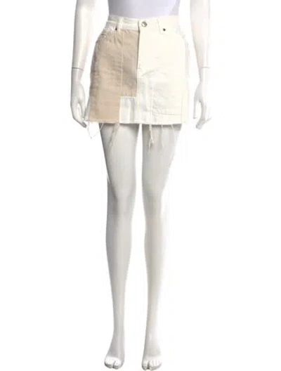 Pre-owned Reformation Colorblock Pattern Mini Skirt In White