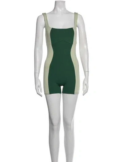 Pre-owned Reformation Colorblock Pattern Square Neckline Romper In Multi
