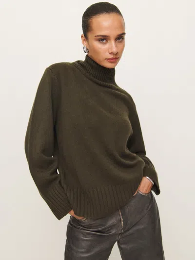Reformation Conrad Cashmere Turtleneck In Pine Tree