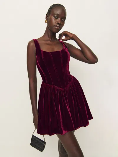 Reformation Contessa Velvet Dress In Chianti