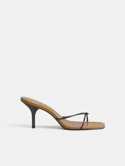 Reformation Cooper Heeled Sandal Black Leather 9.5 In Nude