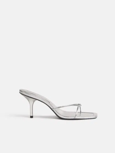 Reformation Cooper Heeled Sandal Silver Leather 10.5 In Multi