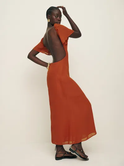 Reformation Coralie Dress In Blood Orange