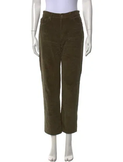 Pre-owned Reformation Corduroy Straight Leg Pants In Green