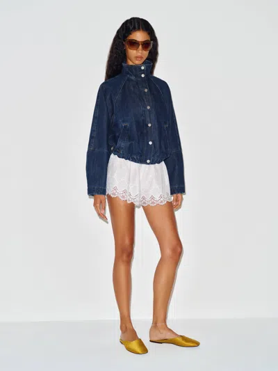 Reformation Corey Denim Bomber Jacket Blue Xs