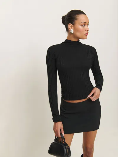 Reformation Cori Ribbed Turtleneck Sweater In Black