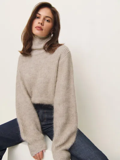 Reformation Cosmia Alpaca Blend Turtleneck Sweater In Barley