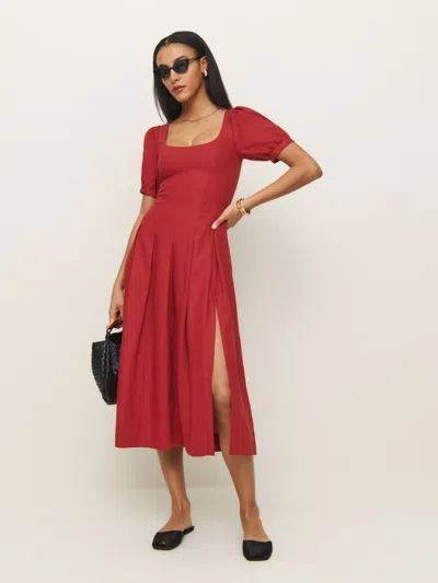 Reformation Coucou Linen Dress In Sundried Tomato