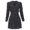 Reformation Courtney Star Galactic Print V Neck Mini Dress In Black