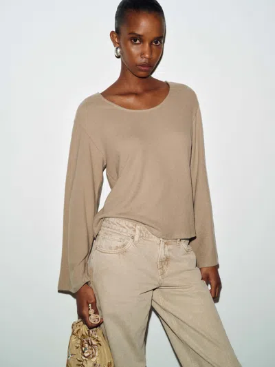 Reformation Cova Knit Top Natural Large In Neutral