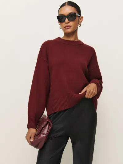 Reformation Cove Cashmere Oversized Crew In Chianti