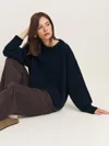 Reformation Cove Cashmere Oversized Crew In Navy
