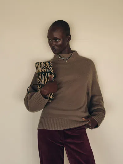 Reformation Cove Cashmere Oversized Crew Sweater Brown Large