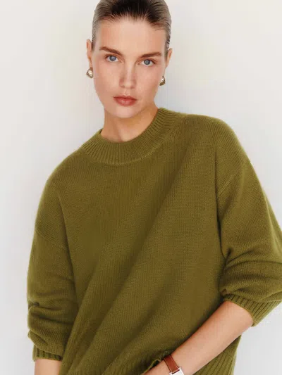 Reformation Cove Cashmere Oversized Crew Sweater Green Large