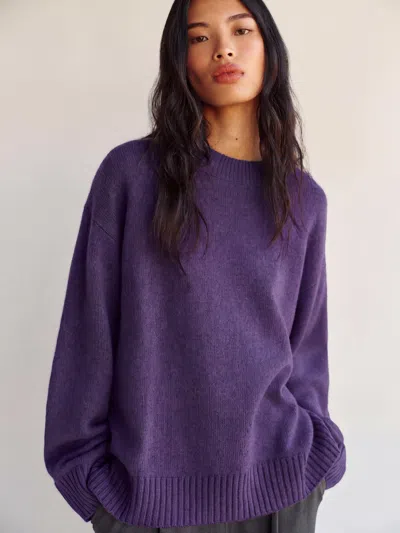 Reformation Cove Cashmere Oversized Crew Sweater Purple Medium