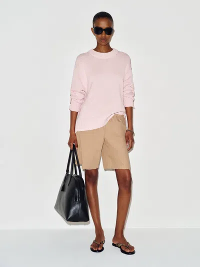 Reformation Cove Cotton Oversized Crew Sweater Pink Xs