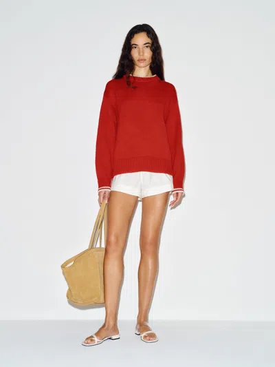 Reformation Cove Cotton Oversized Crew Sweater Red Xs