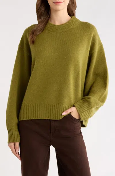 Reformation Cove Oversize Crewneck Cashmere Blend Sweater In Green