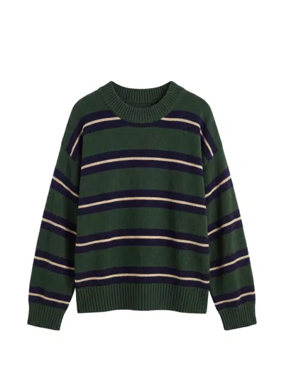 Reformation Cove Striped Sweater In Green
