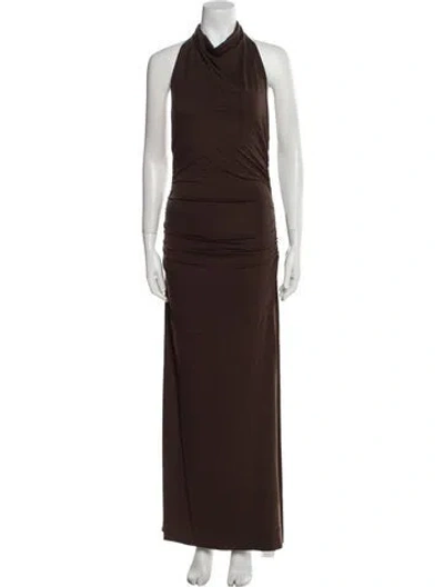 Pre-owned Reformation Cowl Neck Knee-length Dress In Brown