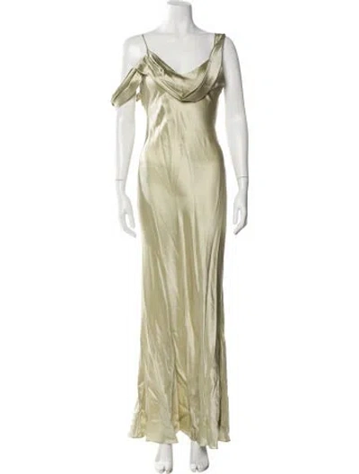 Pre-owned Reformation Cowl Neck Long Dress In Green