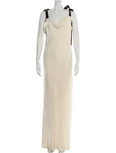 Pre-owned Reformation Cowl Neck Long Dress In Neutral