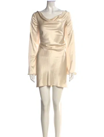 Pre-owned Reformation Cowl Neck Mini Dress In Neutral