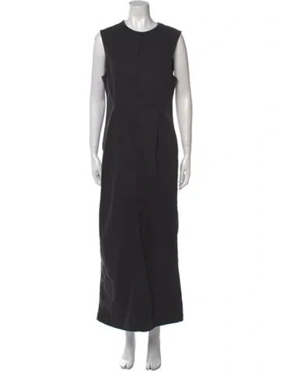 Pre-owned Reformation Crew Neck Long Dress In Black