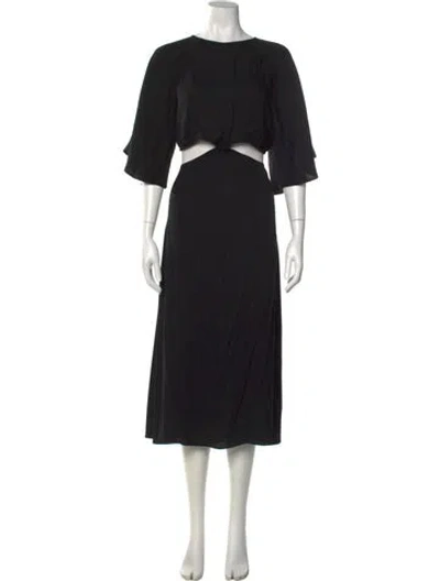 Pre-owned Reformation Crew Neck Long Dress In Black