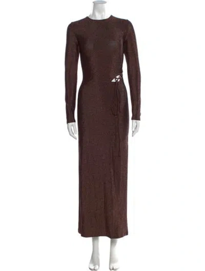 Pre-owned Reformation Crew Neck Long Dress In Brown
