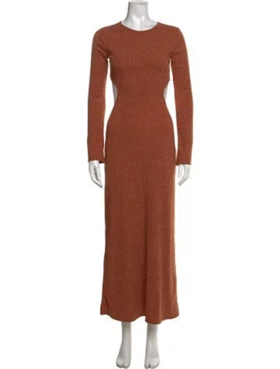 Pre-owned Reformation Crew Neck Long Dress In Brown